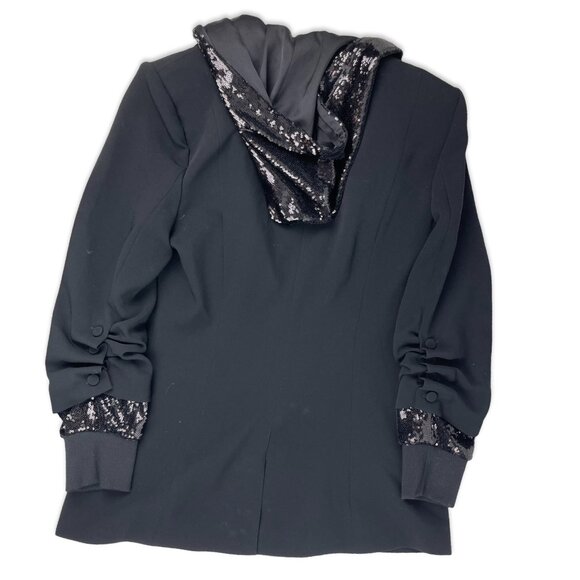 Cinq à Sept Khloe Blazer – Black Sequin Hood & Sleeves, Size 10 - Picture 5 of 13
